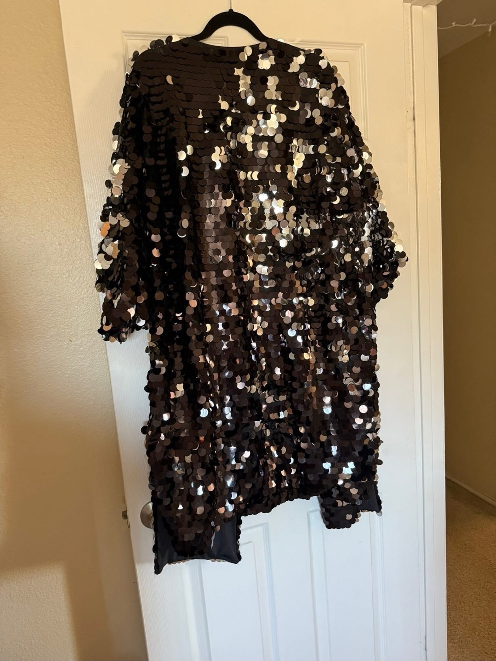Sequin Open Front Duster - Black Iridescent - iHeartRaves - Picture 3 of 4